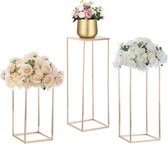 Gouden bruiloft tafelopzetstukken voor tafels met metalen plaat 3 stuks hoge gouden vaas bloemenstandaard voor vloer staande vazen voor verjaardagsfeest - kolomdisplay staat voor woondecoratie
