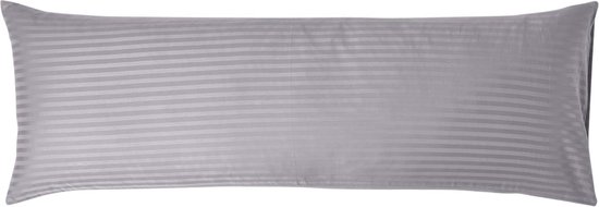 Homescapes zijslaper kussensloop zilvergrijs met satijnen strepen - 50 x 140 cm, draaddichtheid 330