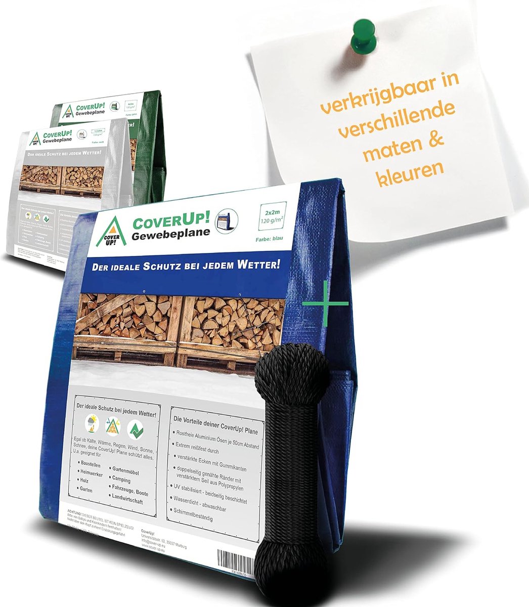 Couvrir!(4x6 M) Bâche En Tissu - Couleur : Bleu, 120 G/m² - Résistance Grâce Aux Coins