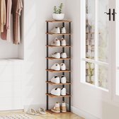 Schoenenrek 8-laags hoekschoenenrek slank schoenenrek schoenenkast hal slaapkamer vintage bruin-zwart EBF22XJ01 met veel opbergruimte Shoe Rack