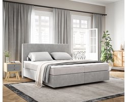 Boxspringbed Dream-Well Cord Zilvergrijs 180x200 cm met TFK Matras en Topper