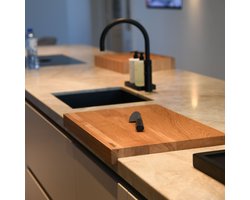 COOKX - Houten Snijplank met Antislip Rand - Maat XL - Massief Eikenhout
