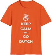 EK MERCH - Keep Calm And Go Dutch - MAAT 2XL (Maat S-2XL beschikbaar) - EK Voetbal 2024 - T shirts - Unisex T-shirt - Oranje shirts - Support Nederland met dit Voetbal shirt