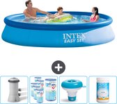 Intex Rond Opblaasbaar Easy Set Zwembad - 366 x 76 cm - Blauw - Inclusief Pomp Filters - Chloordrijver - Chloor