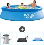 Intex Rond Opblaasbaar Easy Set Zwembad - 305 x 76 cm - Blauw - Inclusief Zwembadfilterpomp - Solar Mat - Grondzeil