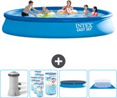 Intex Rond Opblaasbaar Easy Set Zwembad - 457 x 84 cm - Blauw - Inclusief Pomp Filters - Afdekzeil - Grondzeil