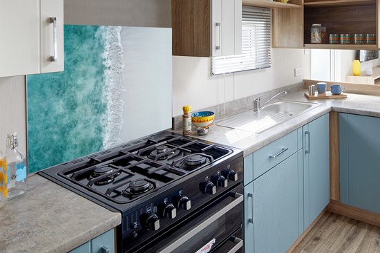 Spatscherm keuken 90x60 cm - Kookplaat achterwand Strand - Zee - Golven - Muurbeschermer - Spatwand fornuis - Hoogwaardig aluminium