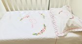 Personalized duvet cover with a flowery heart and baby's name/ dedication embroidered- Junior bed- children's bed