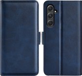 Samsung Galaxy A55 Hoesje - MobyDefend Luxe Wallet Book Case (Sluiting Zijkant) - Blauw - GSM Hoesje - Telefoonhoesje Geschikt Voor Samsung Galaxy A55