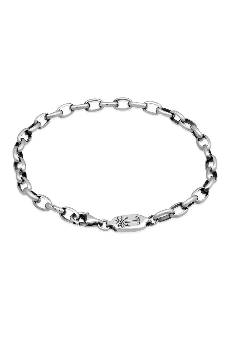 Haze & Glory - Armband - HG HAZE & GLORY - Armband heren in 925 Sterling Zilver, sieraden mannen, geoxideerd zilveren armband, anker ketting, palm, Coconut Society, 19-23 cm - Heren