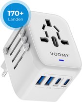 Voomy World Plug Universal - Prise de voyage dans plus de 170 Landen - 2 USB-C et 2 USB-A - Wit