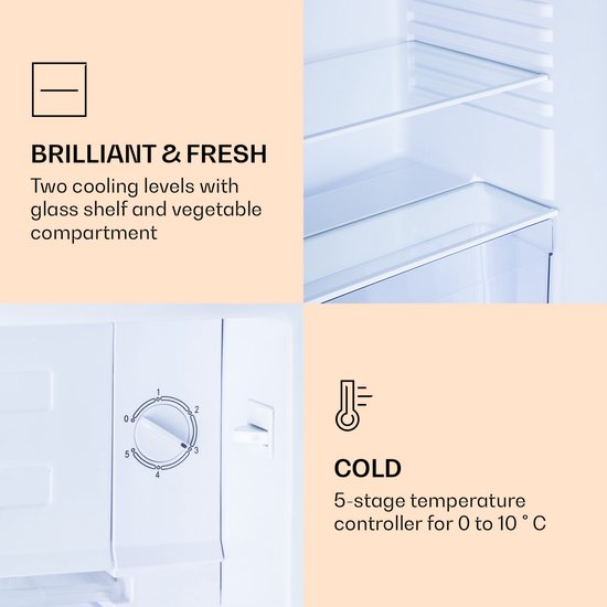 Klarstein CoolArt koel-vriescombinatie - Koelkast met 2 koelstanden, designfront, 5-traps thermostaat, 0 tot 10 °C, inhoud: 79 liter, motief: Stadsgezicht van Klarstein — afbeelding 3