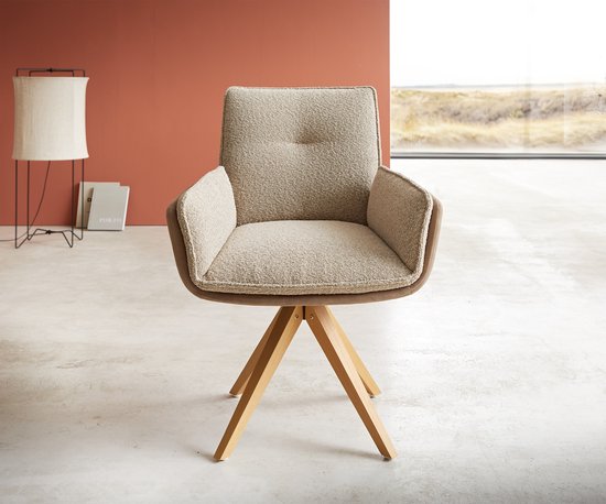 Chaise pivotante Nela - Structure en bois Flex , angulaire, mélange de matériaux naturels, boue, rotatif à 180°