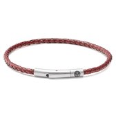 Collins | Bracelet en cuir tressé rouge 3 mm