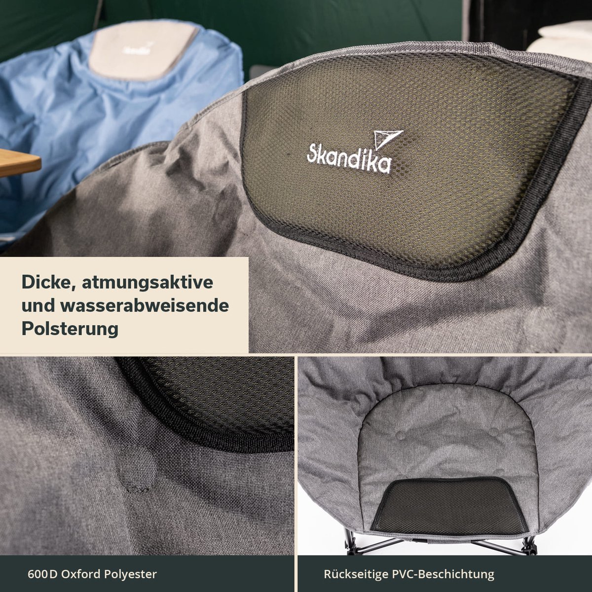 Silla plegable de camping: silla plegable pequeña y ligera (negra