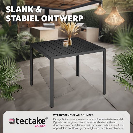 COSTWAY Tuintafel met parasolgat, 200 x 90 cm, grote terrastafel voor 8