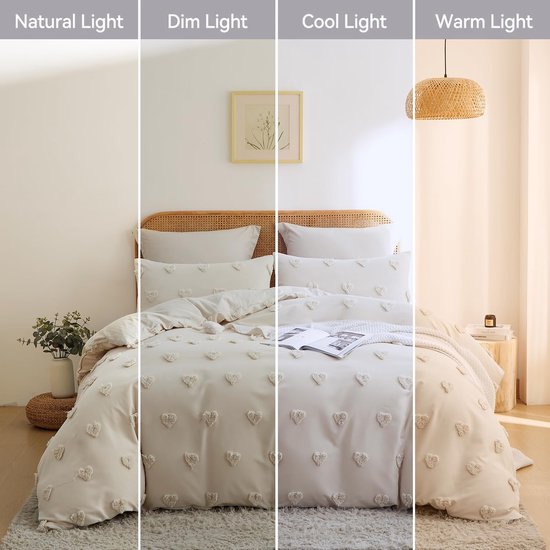 Inspirations Effen Dekbedovertrek met Bies Grijs/Beige 200x200/220 cm