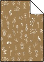 Proefstaal ESTAhome behangpapier bloemmotief okergeel en wit - 139281 - 26,5 x 21 cm