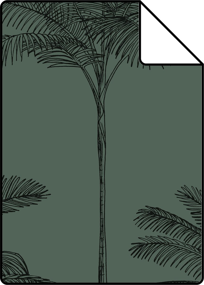 Proefstaal ESTAhome behang palmbomen donkergroen - 26.5 x 21 cm - 139321-S