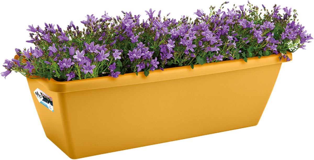 Elho Barcelona Balkonbak 40 Plantenbak voor Balkon Buiten Ø 39.5 x H 16.0 cm Honinggeel