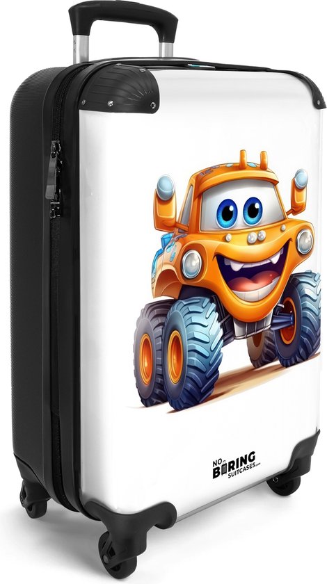 NoBoringSuitcases.com® - Valise cabine enfant Voiture - Orange - Garçon - Enfant - Bagage à main - Valise de voyage - Valise chariot - Valises 55x40x20 cm - 55x35x25 cm