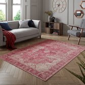 Flycarpets Vintage Vloerkleed - Antique Traditioneel - Laagpolig - Medaillon - Roze - 120x170 cm