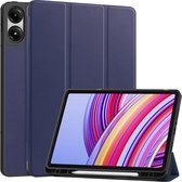 Case2go - Tablet hoes geschikt voor Xiaomi Redmi Pad Pro (2024) - Tri-fold Case met Auto/Wake Functie - Met Pencil houder - 12.1 Inch - Donker Blauw