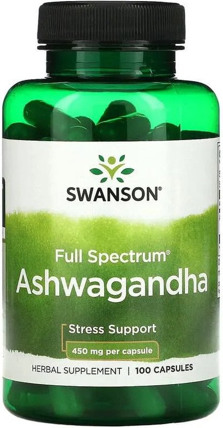 Swanson Health Full Spectrum Ashwagandha 450mg - Winterkers - Vegan Superfoods - 100 Capsules