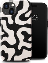 Selencia Coque adaptée pour iPhone 15 – Selencia Vivid Backcover – Art Wave Noir