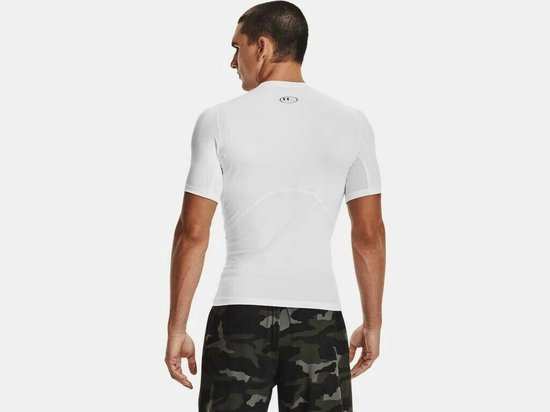 Under Armour UA HG Armour Comp SS Heren Sportshirt - Wit - Maat M