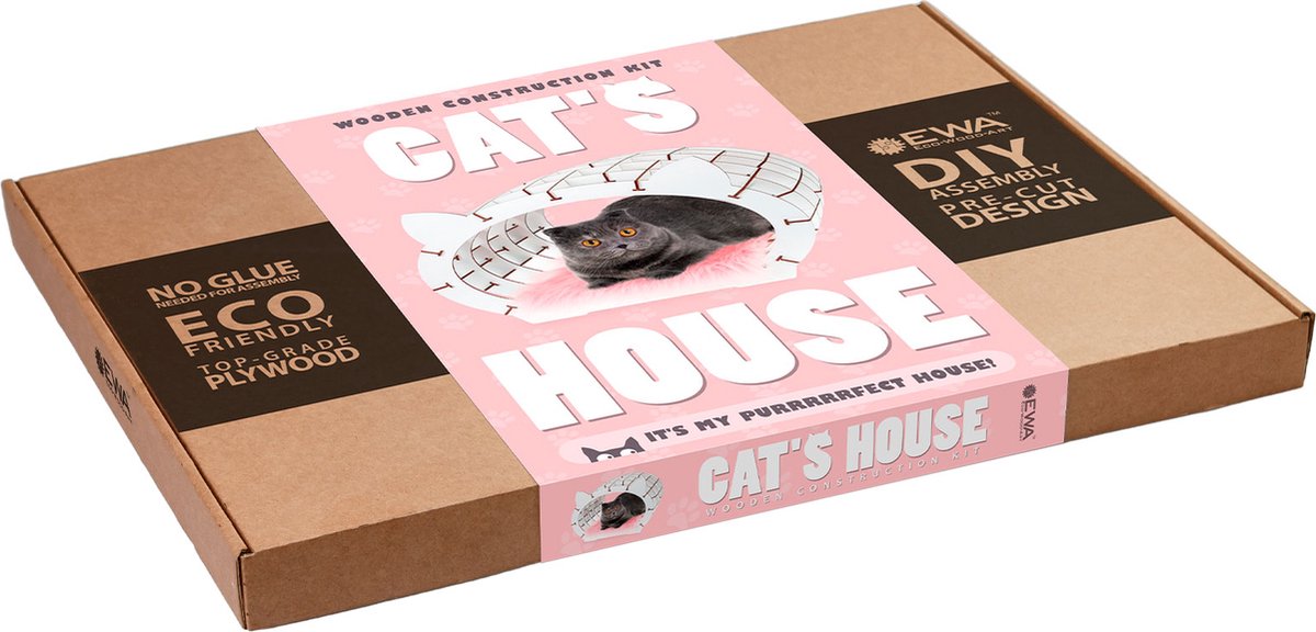 Eco Wood Art Kattenhuis Bouwpakket – Houten Kattenhuis – DIY Bouwpakket – 152 Onderdelen