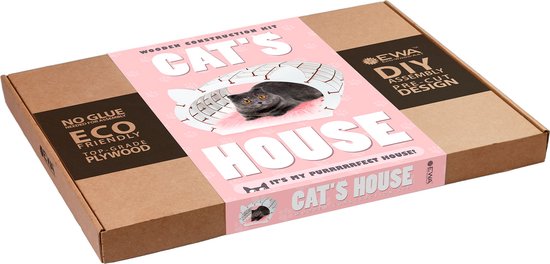 Eco Wood Art Kattenhuis Bouwpakket – Houten Kattenhuis – DIY Bouwpakket – 152 Onderdelen