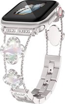Vrouwen Diamant Armband Band Metalen Riem Horloge Band Geschikt Voor Apple Watch Ultra2 42 44 45 49mm Apple Smart watch Serie 8 7 Se 6 5 4 3 Zilver