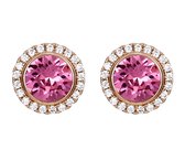 Behave Oorbellen dames – oosteker dames goudkleurkleur – roze kristal steen met afneembare ring met transparante kristallen