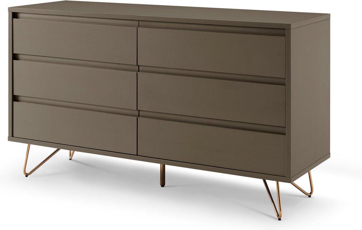 Dressoir Lucy Grijs - MDF - Breedte 120 cm - Hoogte 70 cm - Diepte 40 cm - Met lades - Zonder deuren
