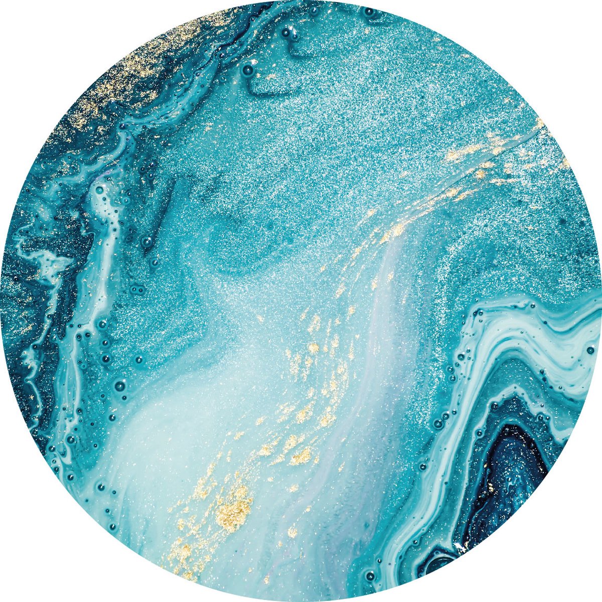 Vloerkleed vinyl rond | Blue lagoon | 150 Rond