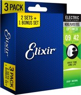 Elixir 16550 Optiweb Electric 09-42 - 3 Pack - Elektrische gitaarsnaren
