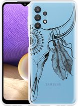 Hoesje Geschikt voor Samsung Galaxy A32 5G Boho Buffalo Skull