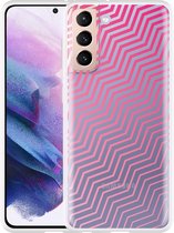 Hoesje Geschikt voor Samsung Galaxy S21 Wavy Pink