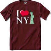 I Love New York | New York - Vintage - T-Shirt - Unisex - Burgundy - Maat L