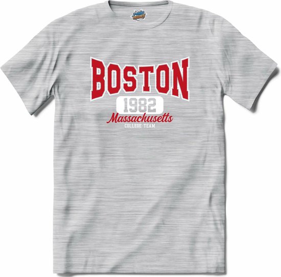 Boston 1982| Boston - Vintage - Retro - T-Shirt - Unisex - Donker Grijs - Gemêleerd - Maat M