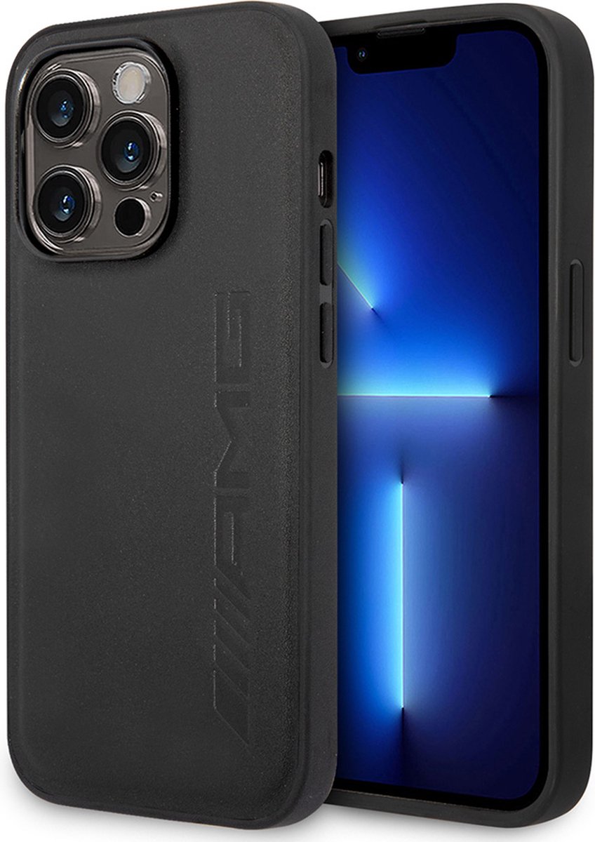 iPhone 14 Pro Max Backcase hoesje - Mercedes-Benz - Effen Zwart - Leer