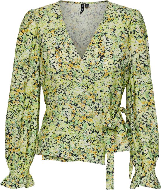 Pieces Blouse Pcbruna Ls Wrap Top 17134525 Tender Shoots/flower Dames Maat - XS