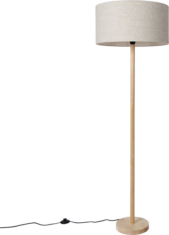 QAZQA mels - Landelijke Vloerlamp | Staande Lamp met kap - 1 lichts - H 153 cm - Naturel - Woonkamer | Slaapkamer