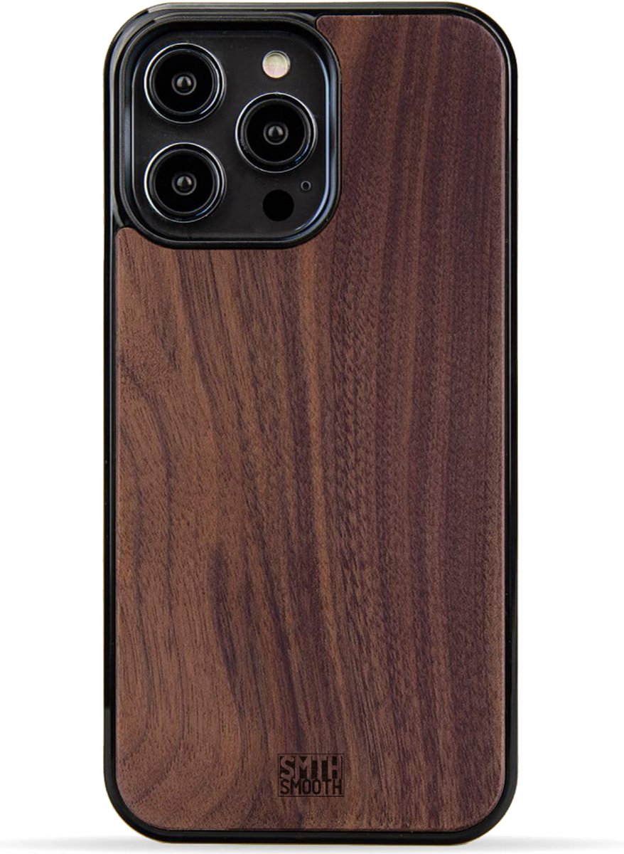 SMOOTH houten iPhone 13 Pro Max hoesje - WALNOOT - stijlvol en beschermend - gemaakt van echt hout en TPU - ecologisch en duurzaam - MagSafe compatibel