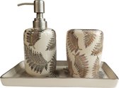 Floz Design badkamerset - tandenborstelhouder - zeeppomp - onderbord - aardewerk