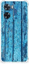 Shockproof Case OPPO A57 | A57s | A77 4G Telefoonhoesje met doorzichtige rand Wood Blue
