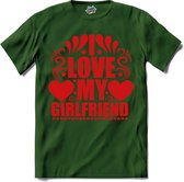 I Love My Girlfriend | Valentijn - Valentijnsdag - Cadeau - Kado - T-Shirt - Unisex - Bottle Groen - Maat XL