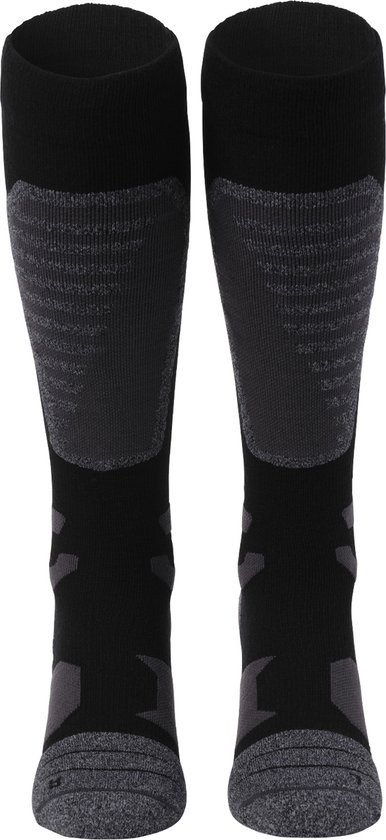 NOMAD® Skisokken Pro Merinowol 1-Pack | Maat 35/38 Zwart | Skiën / Snowboarden / Wandelen | Goede vochtafvoer | Extra versteviging | Ski Sokken Heren / Dames
