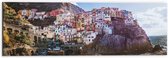 Dibond - Gekleurden Huizen op Bergen - Italië - 60x20 cm Foto op Aluminium (Met Ophangsysteem)
